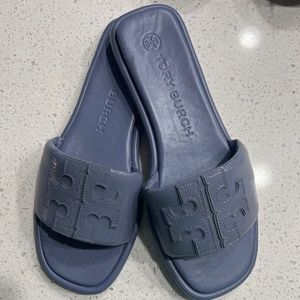 Tory Burch Double T Sport Slide in light blue